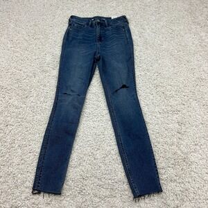 Old Navy Jeans Womens 2 Blue Rockstar Skinny High Rise Distressed Denim
